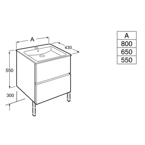 Set mobilier baie Roca Cube 65x43xH55 cm, stejar