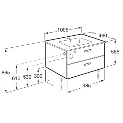 Set mobilier baie Roca Victoria Basic Unik 70 cm, maro deschis