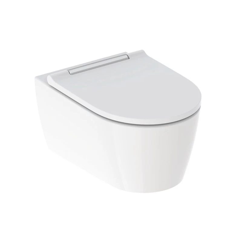 Vas wc Geberit One cu capac soft-close suspendat fără margine cu spălare turbionară alb