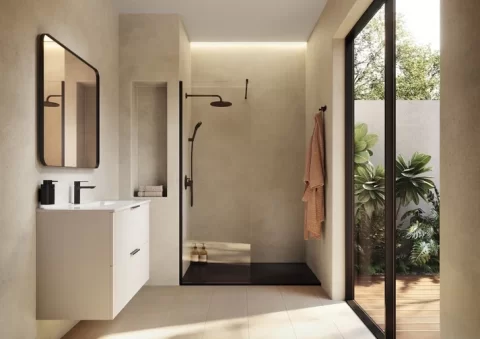 Set mobilier baie cu riflaj Roca Reef 80x45xH65 cm, alb mat