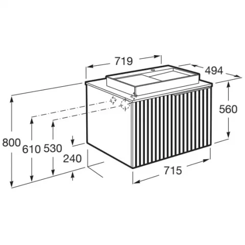 Set mobilier baie cu riflaj Roca Horizon 72x50xH56 cm, bej/alb