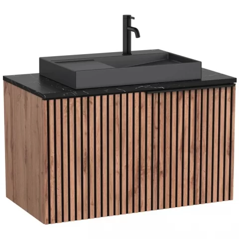 Set mobilier baie cu riflaj Roca Horizon 91x50xH56 cm, bej/negru