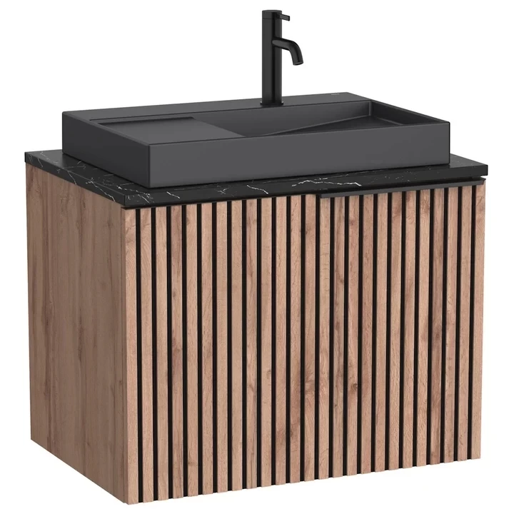 Set mobilier baie cu riflaj Roca Horizon 72x50xH56 cm, bej/negru