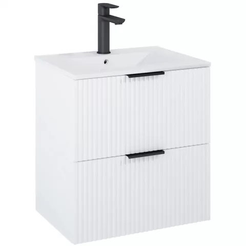 Set mobilier baie cu riflaj Roca Reef 60x45xH65 cm, alb mat