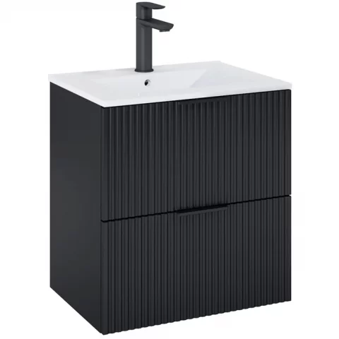 Set mobilier baie cu riflaj Roca Reef 80x45xH65 cm, negru mat