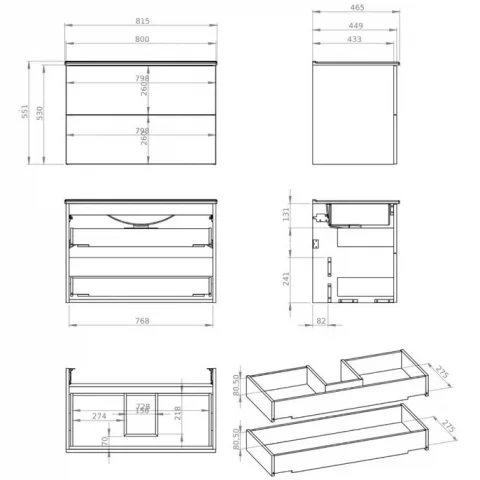 Set mobilier baie Roca Elegant Plus 80x46xH55 cm, maro