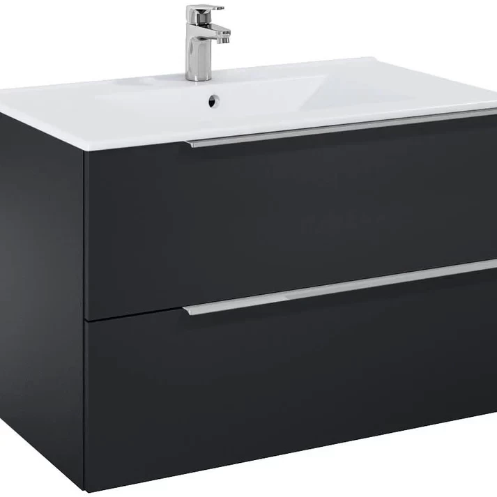 Set mobilier baie Roca Elegant Plus 80x46xH55 cm, negru mat