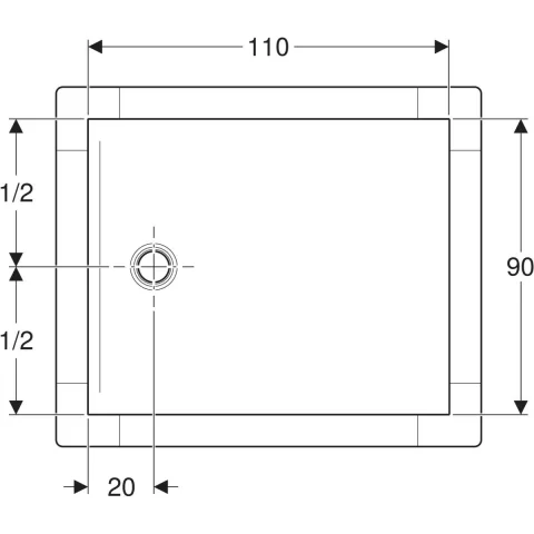 Cadita de dus Geberit CleanFloor30, 110x90x3.5 cm cu folie de hidroizolatie