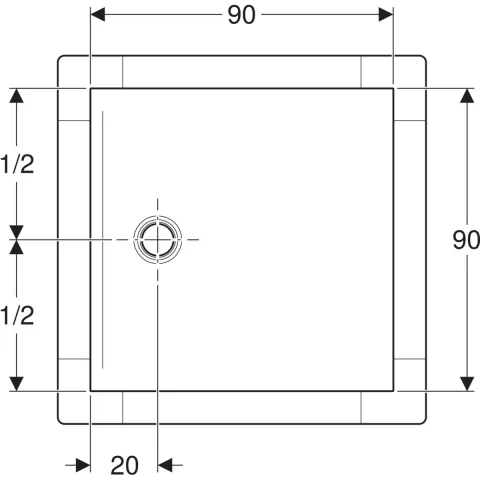 Cadita de dus Geberit CleanFloor30, 90x90x3.5 cm cu folie de hidroizolatie