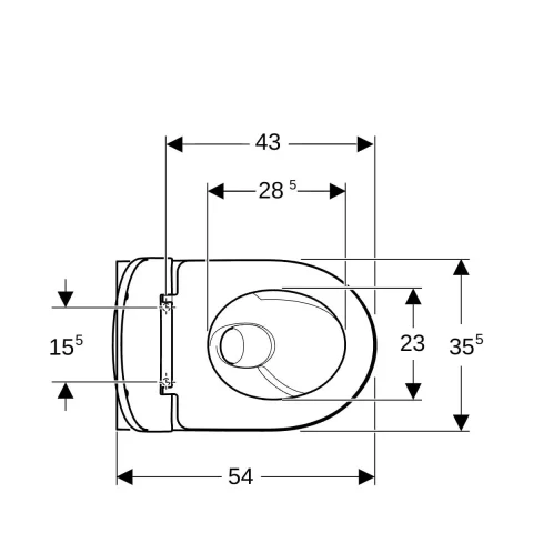 Vas wc Geberit Selnova cu capac soft-close agatat, fara margine, cu spalare turbionara, alb lucios