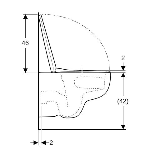Vas wc Geberit Selnova cu capac soft-close agatat, fara margine, cu spalare turbionara, alb lucios