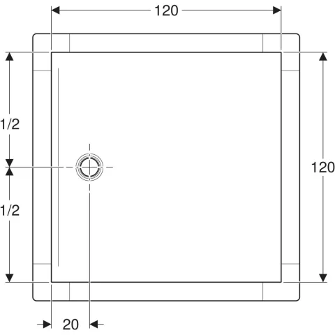 Cadita de dus Geberit CleanFloor30, 120x120x3.5 cm cu folie de hidroizolatie