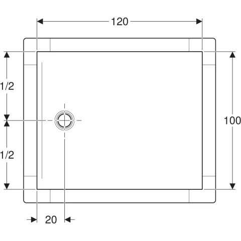 Cadita de dus Geberit CleanFloor30, 120x100x3.5 cm, cu folie de hidroizolatie
