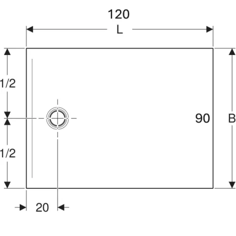 Cadita de dus Geberit CleanFloor30, 120x90x3.5 cm cu folie de hidroizolatie