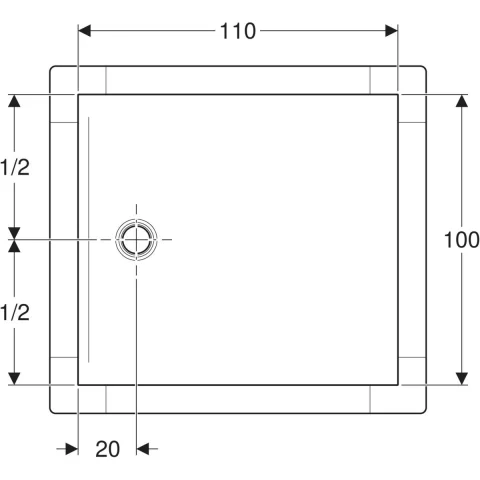 Cadita de dus Geberit CleanFloor30, 110x100x3.5 cm cu folie de hidroizolatie