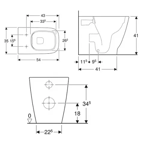 Vas wc stativ Geberit Smyle Square BTW, Rimfree