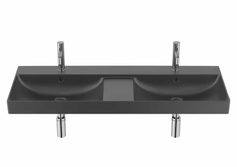 Lavoar suspendat dublu Roca Ona 120x46 cm Fineceramic, negru mat