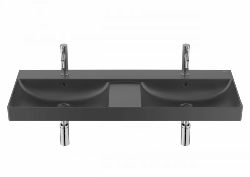 Lavoar suspendat dublu Roca Ona 120x46 cm Fineceramic, negru mat