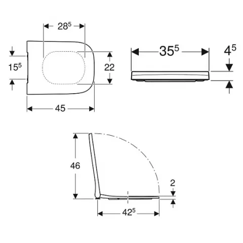 Capac vas wc Geberit Smyle Square, inchidere soft close si Quick Release
