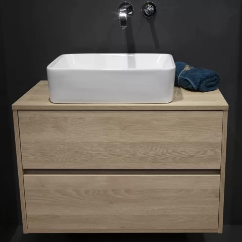 Lavoar pe blat Fluminia, Ares, dreptunghiular, 48 x 37 cm, alb