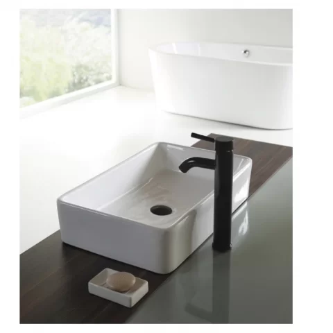 Lavoar pe blat Fluminia, Ares, dreptunghiular, 48 x 37 cm, alb