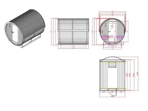 Sauna Finalndeza NYBORG L pentru exterior, 195 x 245 x 195cm