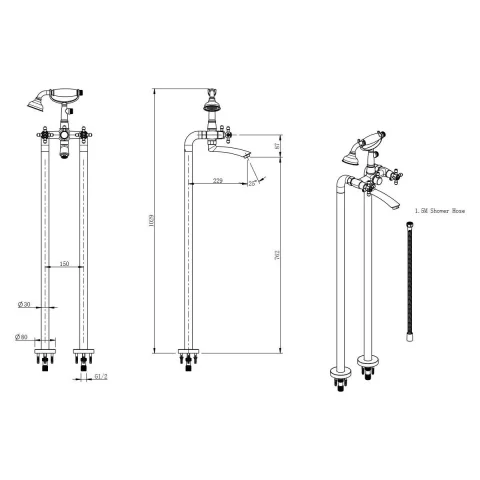 Baterie FDesign Lacrima cada-duș stativ crom