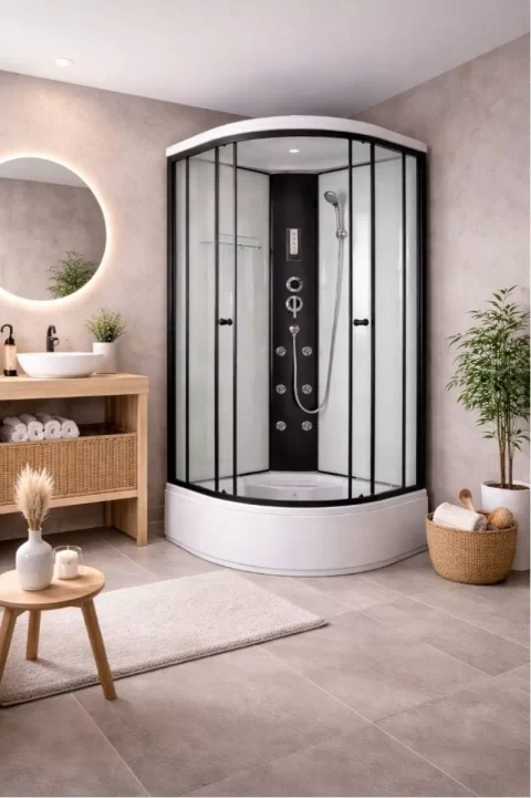 Cabina de dus completa, semirotunda, 80x80x215 cm