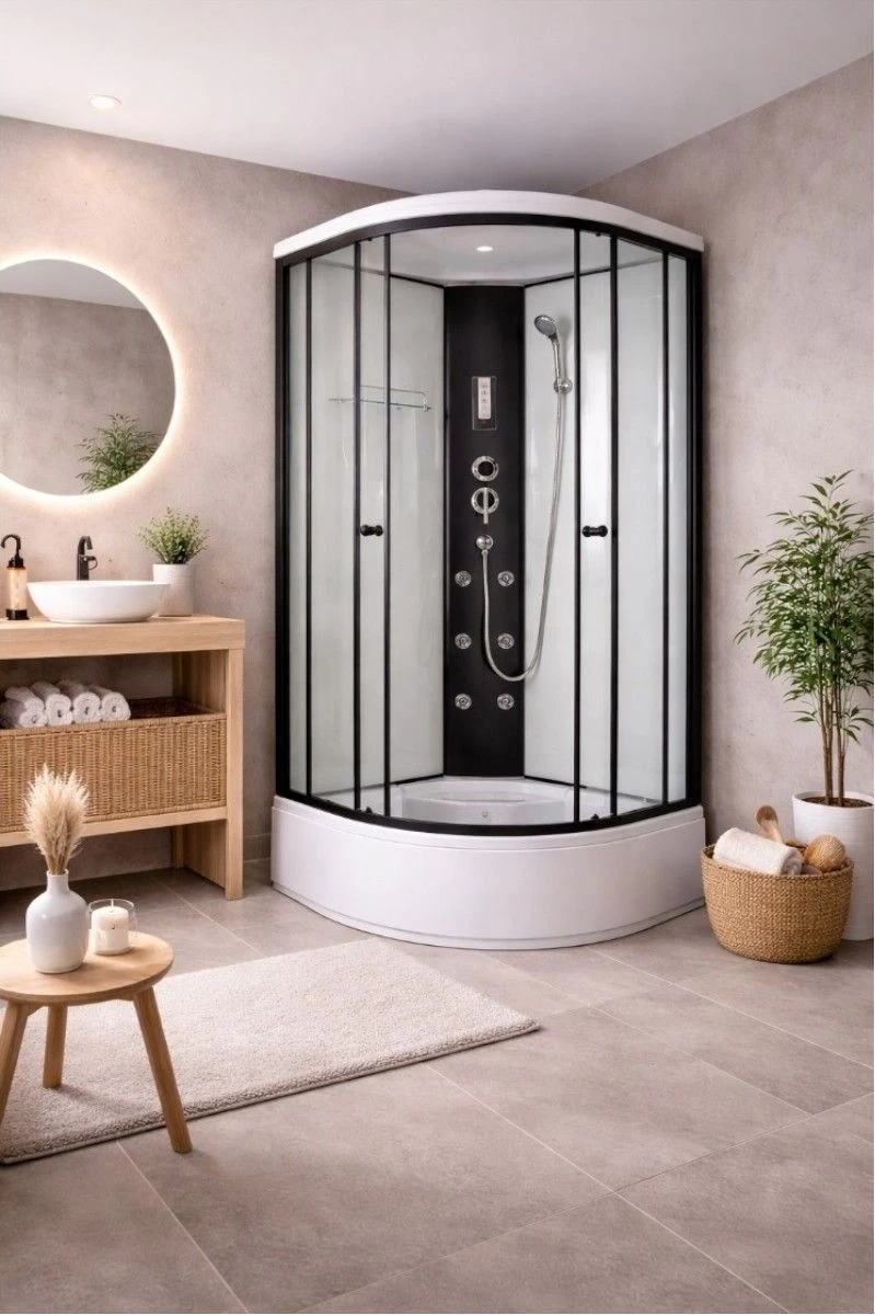 Cabina de dus completa, semirotunda, 80x80x215 cm