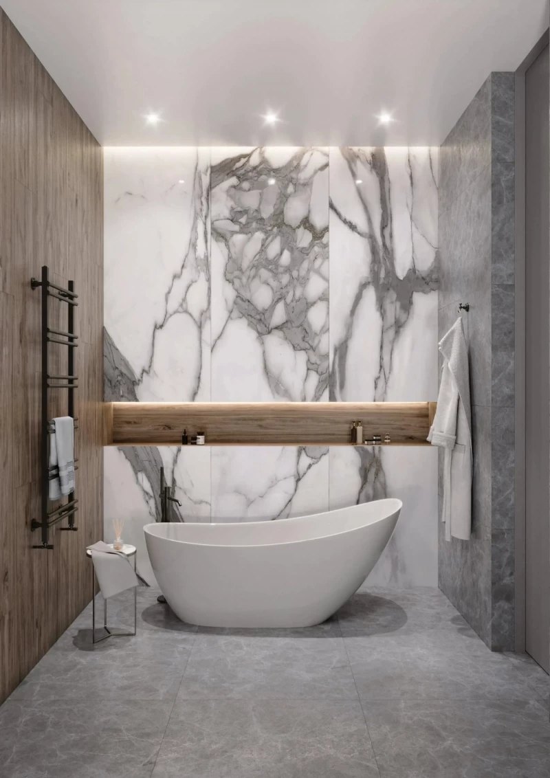 Cada freestanding compozit 174x72 cm Coloana Marina, alba mat