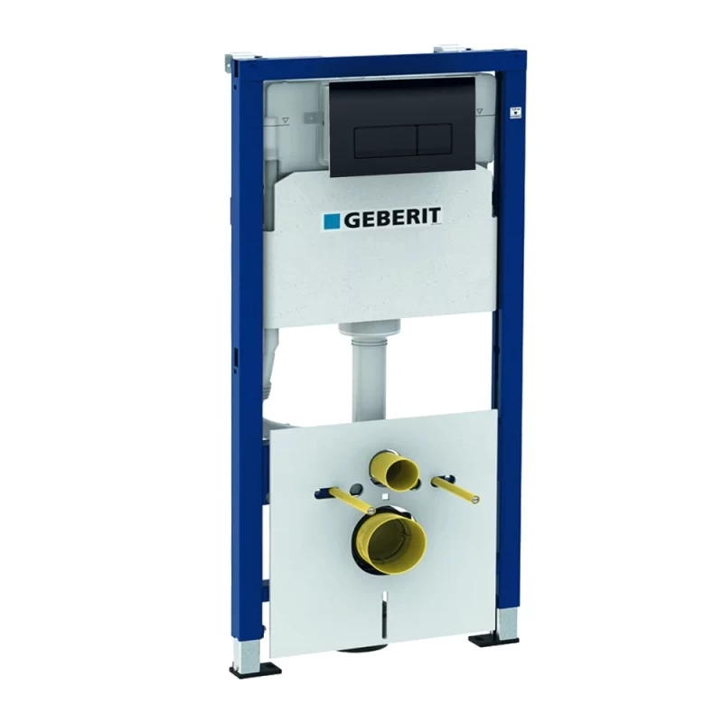 Set rezervor WC incastrat Geberit Duofix Delta cu set fixare si clapeta negru lucios