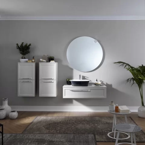 Masca cu blat pentru lavoar, Kolpasan, Blanche, 110 cm, alb