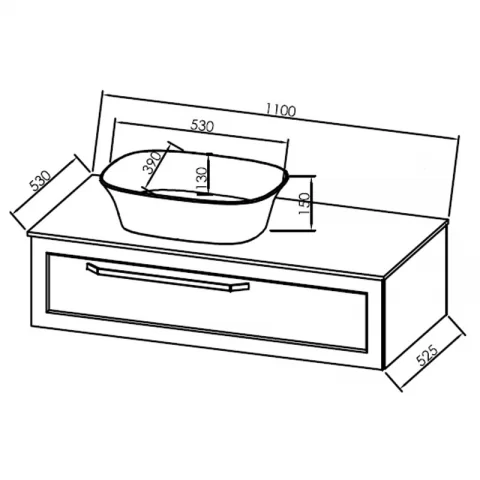 Masca cu blat pentru lavoar, Kolpasan, Blanche, 110 cm, alb