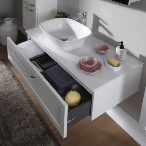 Masca cu blat pentru lavoar, Kolpasan, Blanche, 110 cm, alb