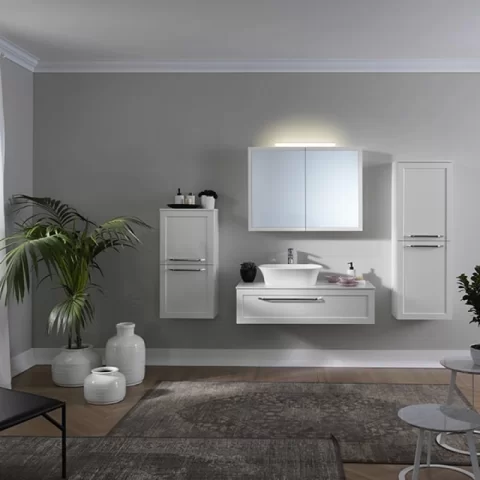 Masca cu blat pentru lavoar, Kolpasan, Blanche, 110 cm, alb