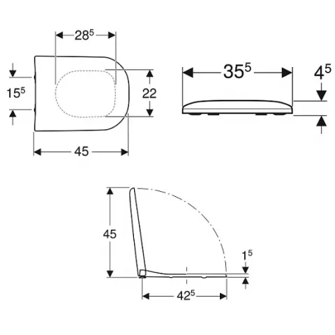 Capac vas wc, inchidere normala, Geberit Smyle