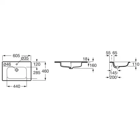 Lavoar baie suspendat Roca Gap Pro Slim 60x46 cm