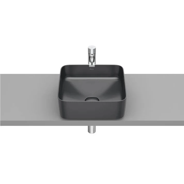 Lavoar baie pe blat, antracit, patrat Roca Inspira Square 37x37 cm