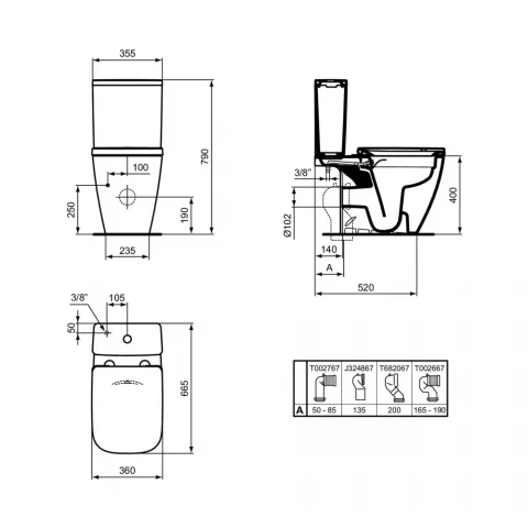 Vas WC pe pardoseala Ideal Standard i.life B cu functie bideu alb rimless
