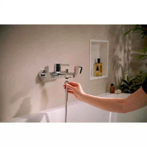 Baterie cada si dus Hansgrohe Zesis S, montaj pe perete, crom