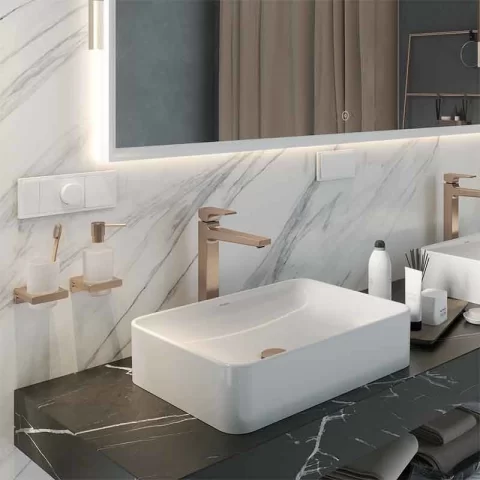 Lavoar pe blat Hansgrohe Xuniva Q, dreptunghiular, 55 x 40 cm, alb
