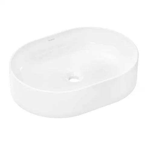 Lavoar pe blat Hansgrohe Xuniva Q, oval, 50 x 40 cm, alb
