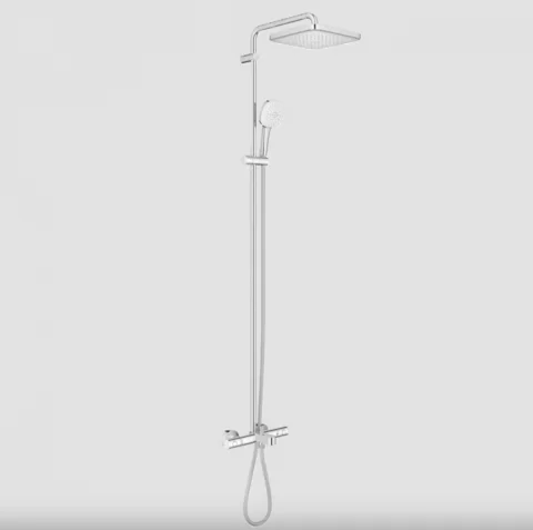 Sistem cada dus cu dus fix si mobil, cu baterie termostatata, crom lucios, Grohe Tempesta System 250