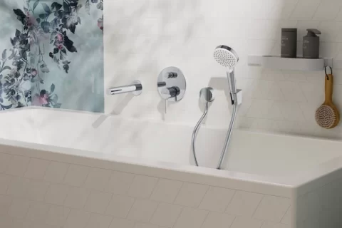 Baterie cada si dus Hansgrohe Zesis S, montaj incastrat, crom