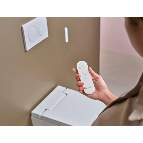 Vas WC Geberit AquaClean cu functie de bideu, suspendat, fara margine alb 