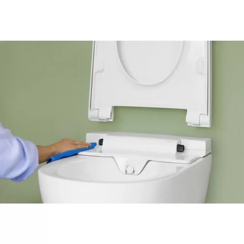 Vas WC Geberit AquaClean cu functie de bideu, suspendat, fara margine alb 
