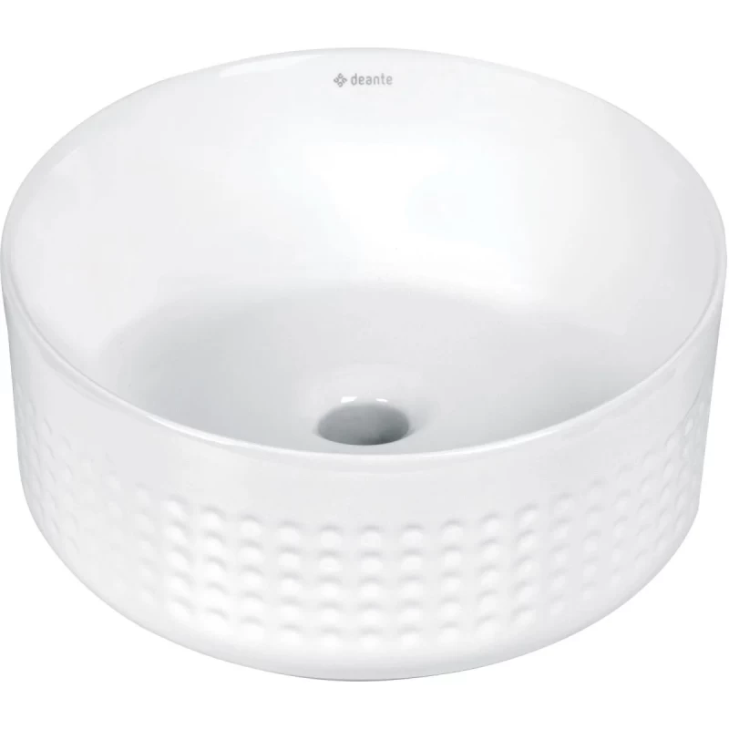 Lavoar Deante Silia Hexa 36x36 cm rotund pe blat alb 