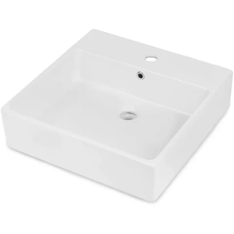 Lavoar Deante Temisto 50x50 cm patrat pe blat alb 