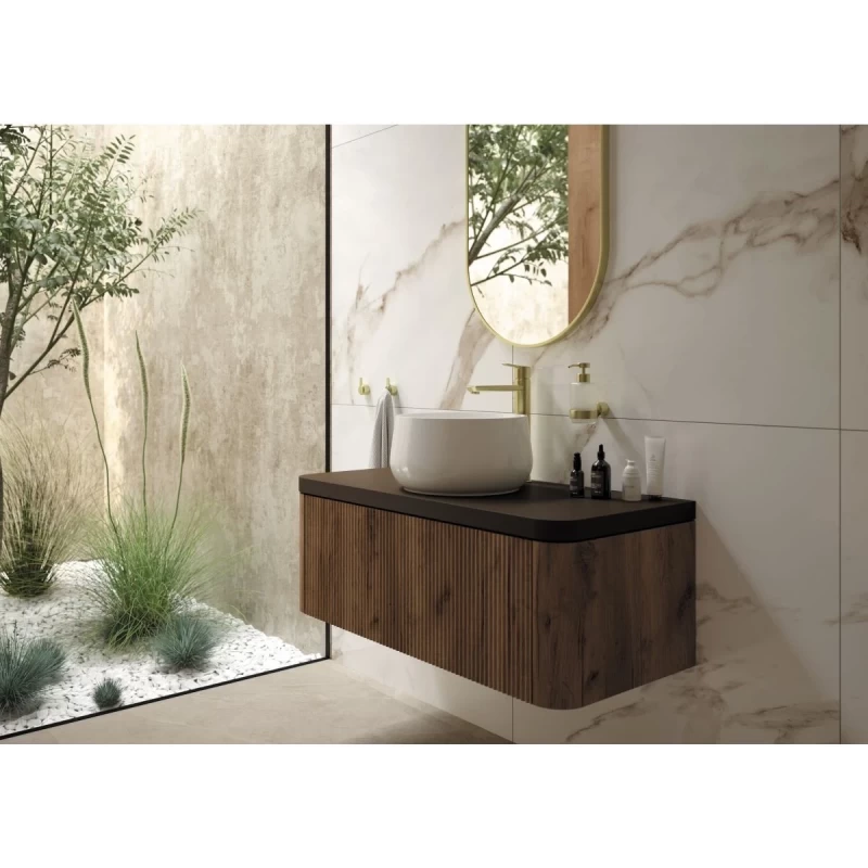 Lavoar Deante Arnika  35.3x35.3 cm rotund pe blat alb 