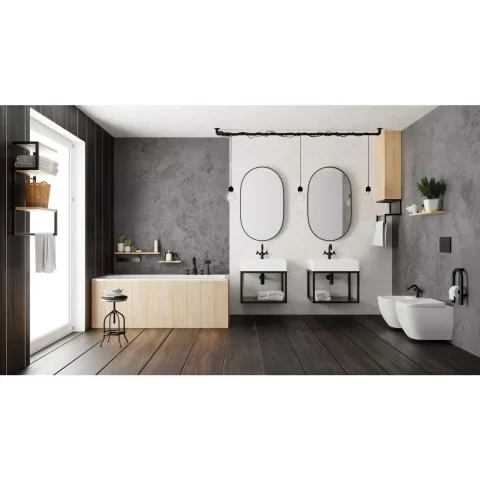Lavoar Deante Temisto 50x50 cm patrat pe blat alb 